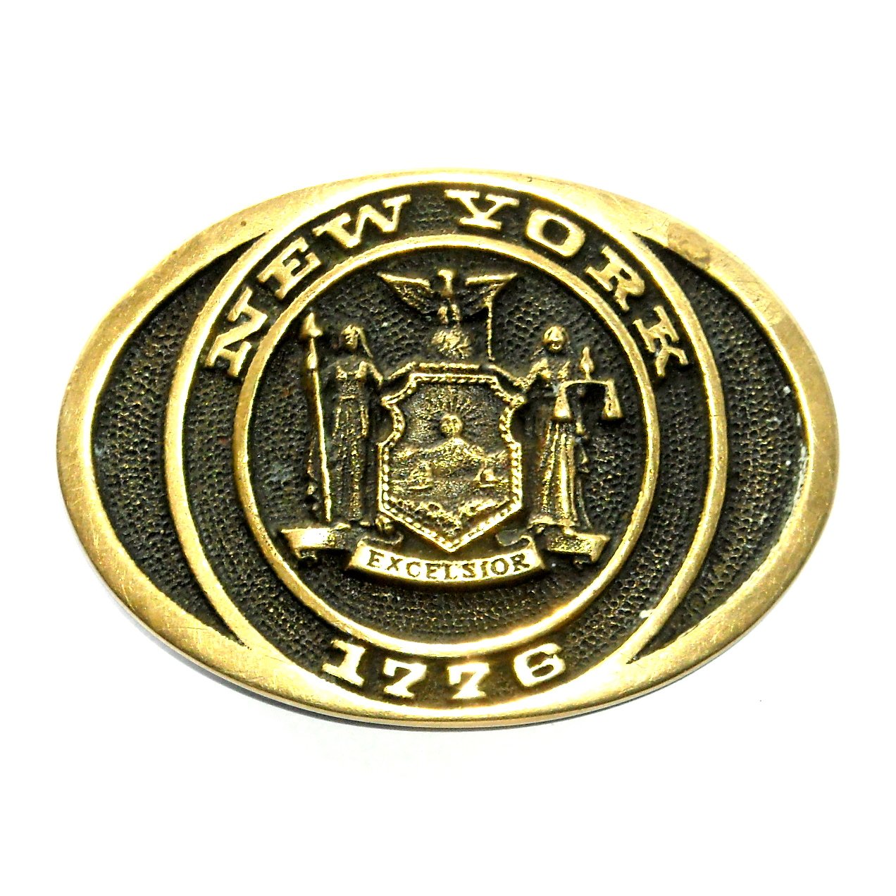 New York Seal Heritage Mint Solid Brass Vintage Belt Buckle