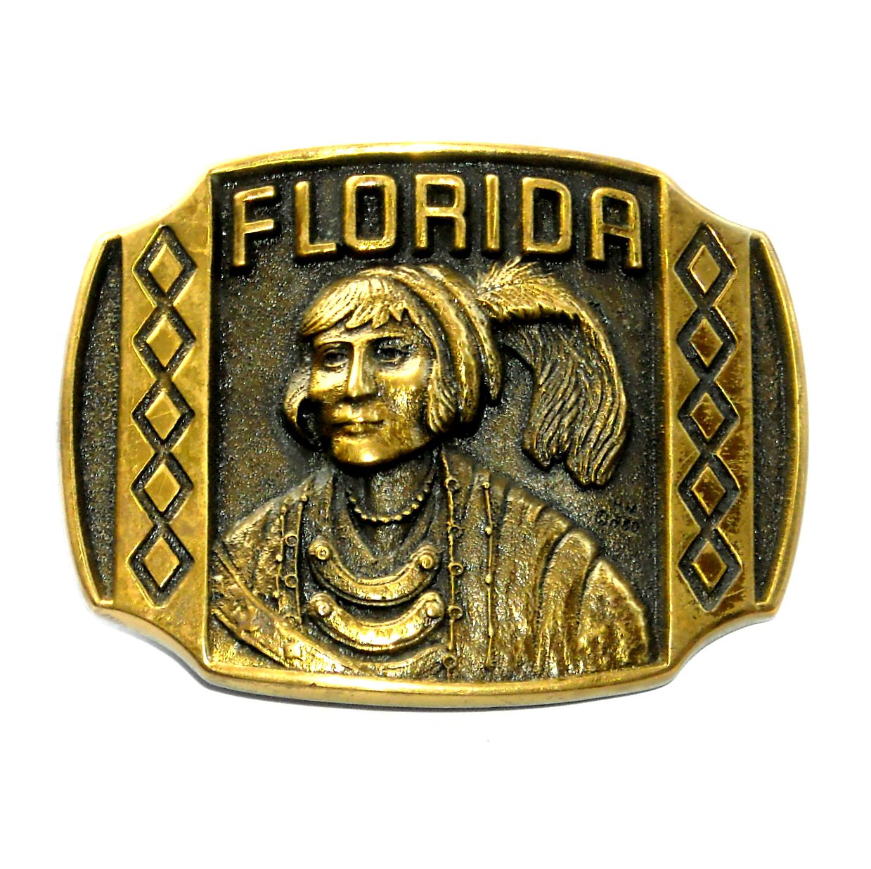 Florida Heritage Solid Brass Vintage Belt Buckle