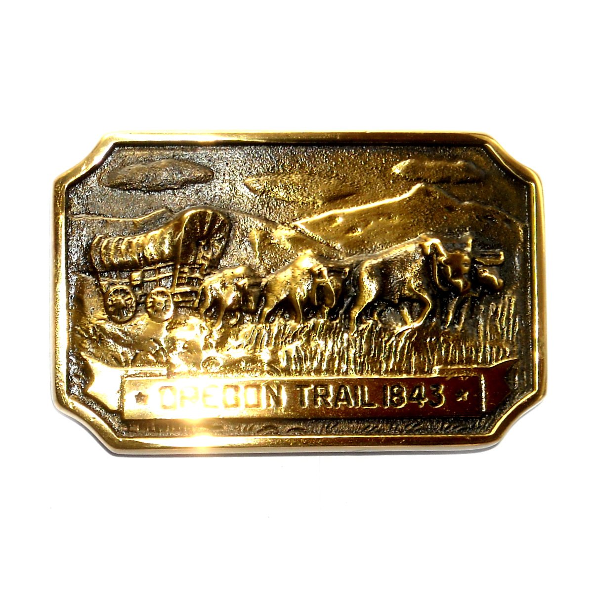 Oregon Trail Heritage Mint Solid Brass Vintage Belt Buckle