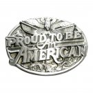 Proud To Be An American Siskiyou Oregon Pewter Belt Buckle