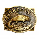 Oregon Chinook Salmon Heritage Mint Solid Brass Vintage 1978 Belt Buckle