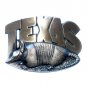 Texas State Armadillo 3D Cutout High Mesa Solid Bronze Belt Buckle