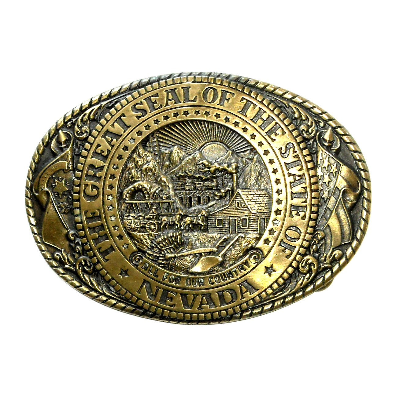 Tony Lama Nevada State Series Solid Brass Belt Buckle