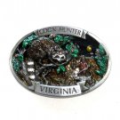Coon Hunter Virginia C&J 3D Color 1986 Solid Pewter Belt Buckle