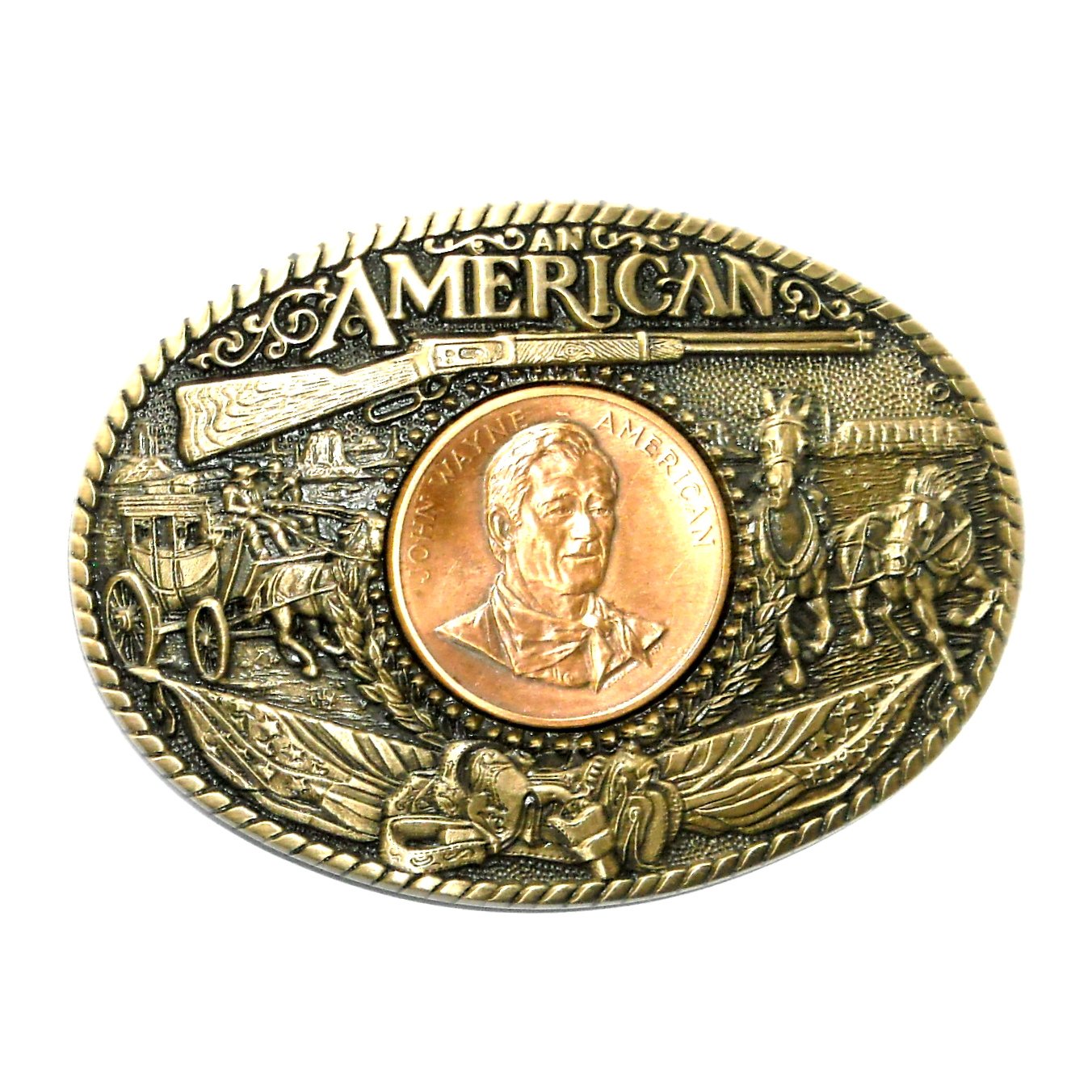 Great American John Wayne ADM Brass Belt Buckle