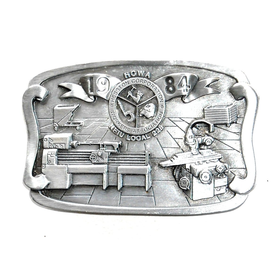 HCWA Hesston NFIU 228 Vintage 1984 Bergamot US Pewter Belt Buckle