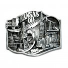 Kansas Oil Vintage Bergamot US 3D Pewter Belt Buckle