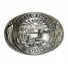 Alaska State Seal Tony Lama Solid Brass Belt Buckle Alaska State Seal Tony Lama Solid Brass Belt Buckle
