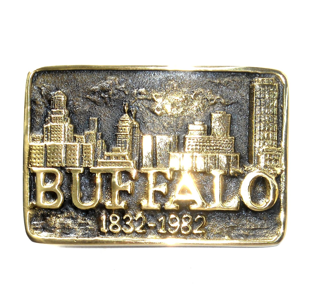 Buffalo Heritage Mint Solid Brass Vintage 1981 Belt Buckle