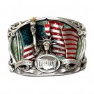 Liberty Flame Of Freedom US 3D Color Pewter Belt Buckle