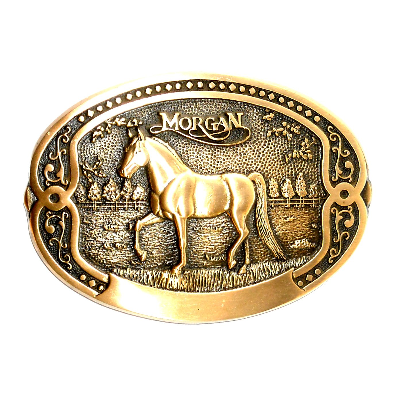 Horse Tony Lama Breeder Series Brass Belt Buckle