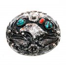 American Eagle Turquoise Coral SSI Handcrafted Belt Buckle American Eagle Turquoise Coral SSI Handcrafted Belt Buckle