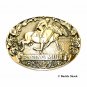 Tony Lama Mule Racing First Edition Vintage Brass Belt Buckle