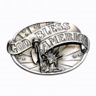 God Bless America Lady Liberty 1986 Pewter US Belt Buckle