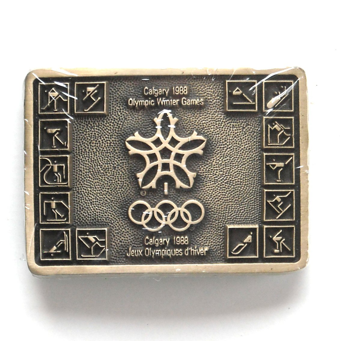 Calgary Olympic Winter Games 1988 Award Design Solid Brass Belt Buckle