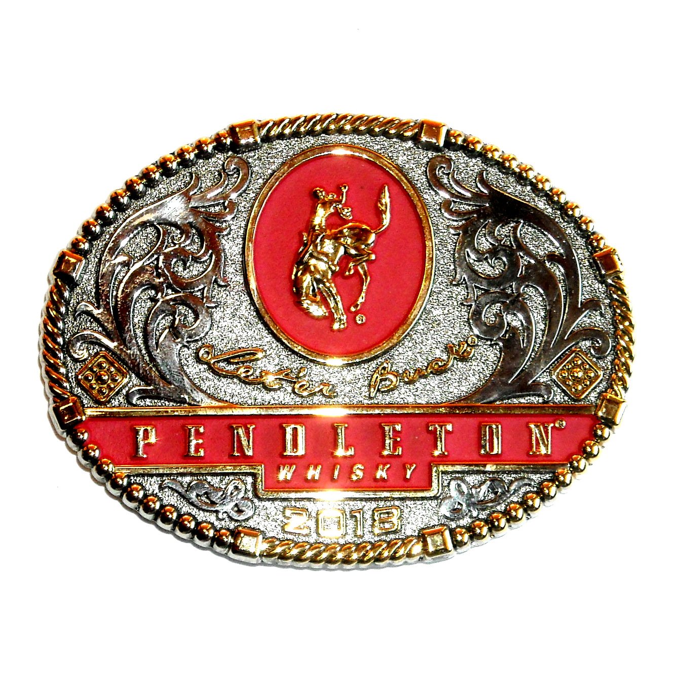 Pendleton Whisky Rodeo Cowboy Montana Silversmiths Ornate Scroll Belt Buckle 