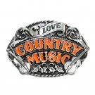 I Love Country Music Vintage Pewter Belt Buckle I Love Country Music Vintage Pewter Belt Buckle