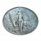 Texas Cowgirl Flag Bergamot Pewter US Belt Buckle Texas Cowgirl Flag Bergamot Pewter US Belt Buckle