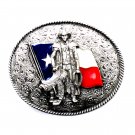 American Cowboy Texas Flag Bergamot Pewter US Belt Buckle