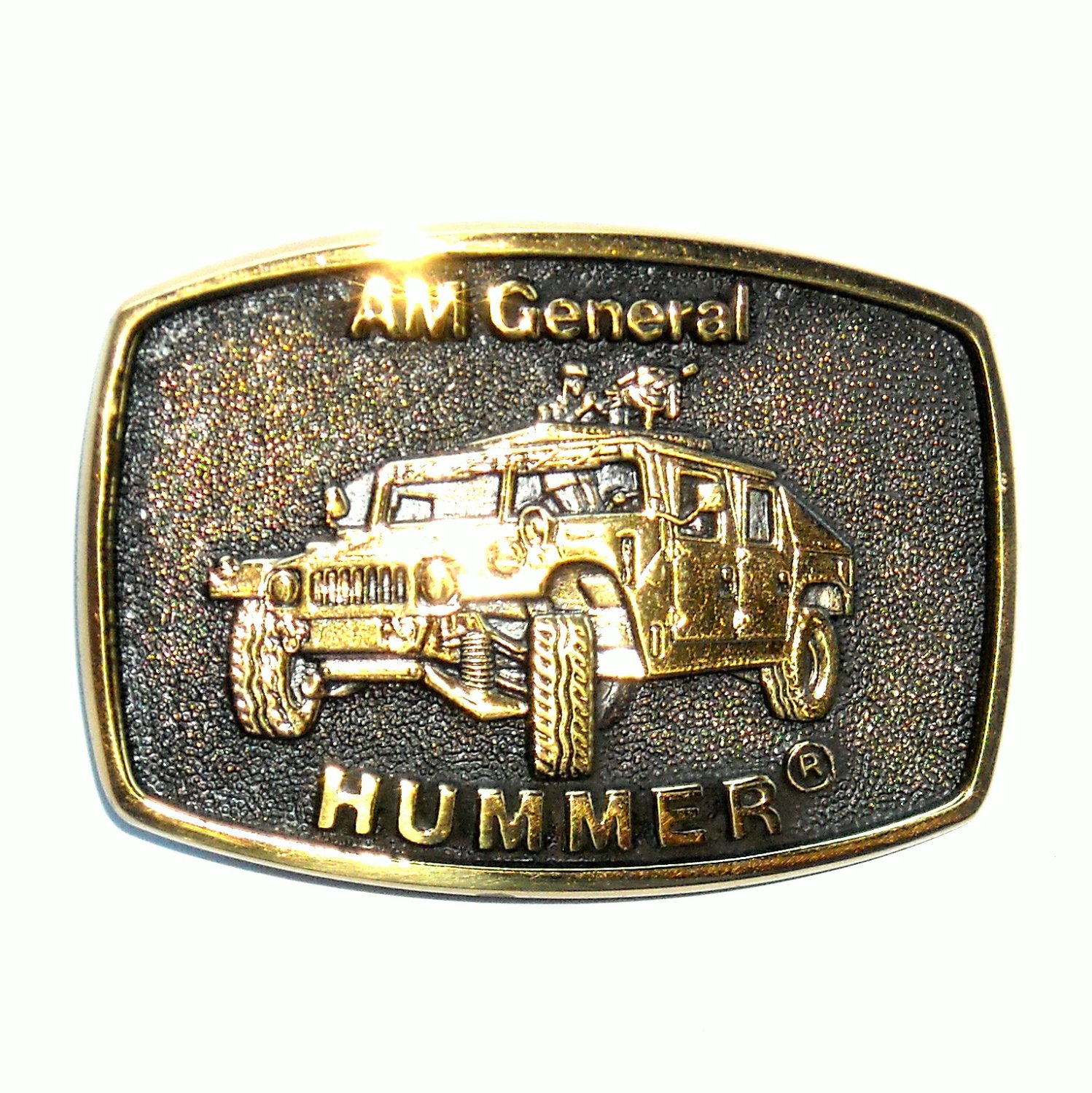 Vtg HUMMER Belt Buckle CAR Badge AM General SUV Brass RARE VG++ 