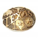 Texas State Seal Vintage Award Design Medals Solid Brass Belt Buckle