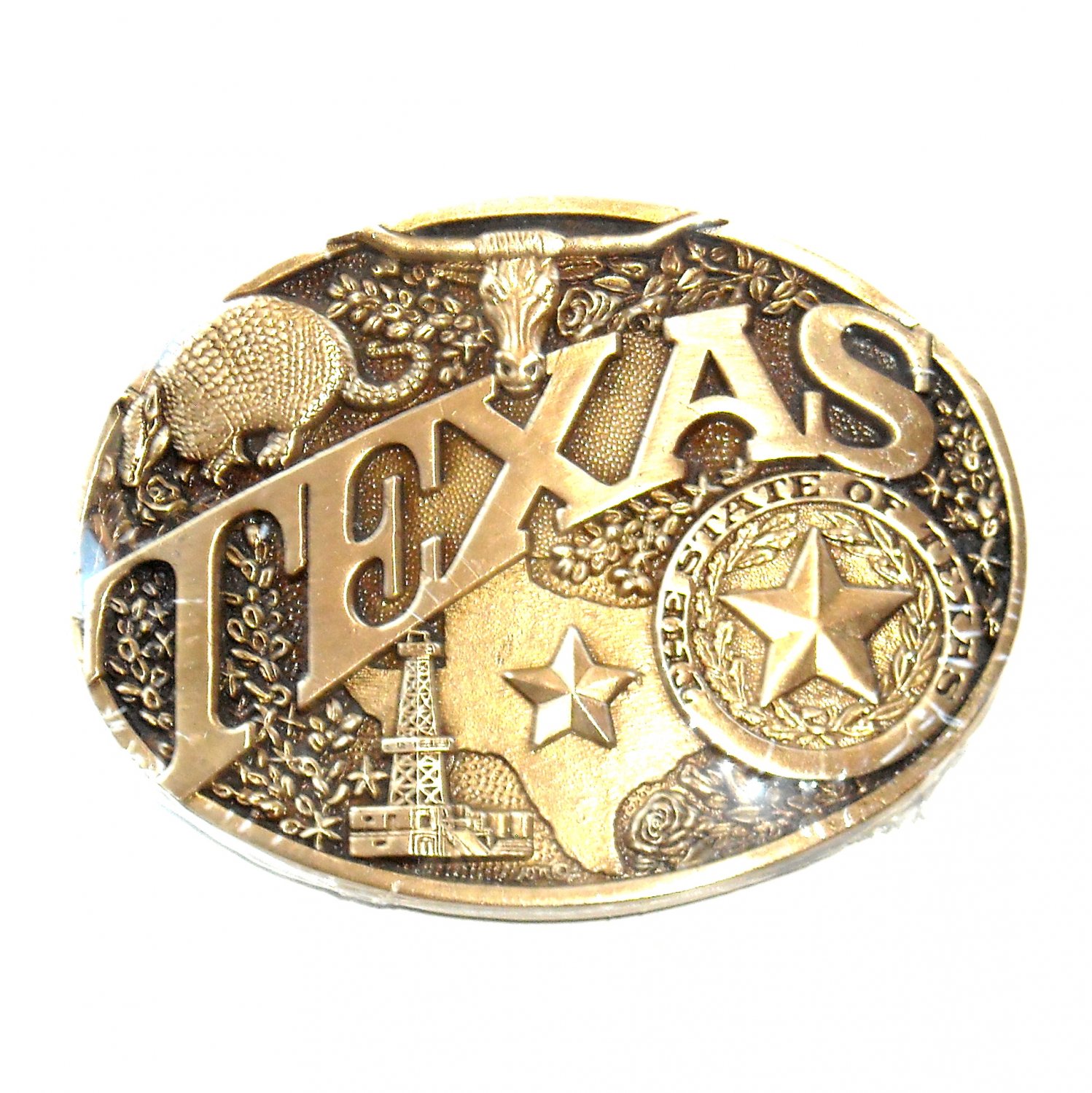 Texas State Seal Vintage Award Design Medals Solid Brass Belt Buckle