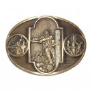 Lineworker Vintage Award Design Medals Solid Brass US Belt Buckle