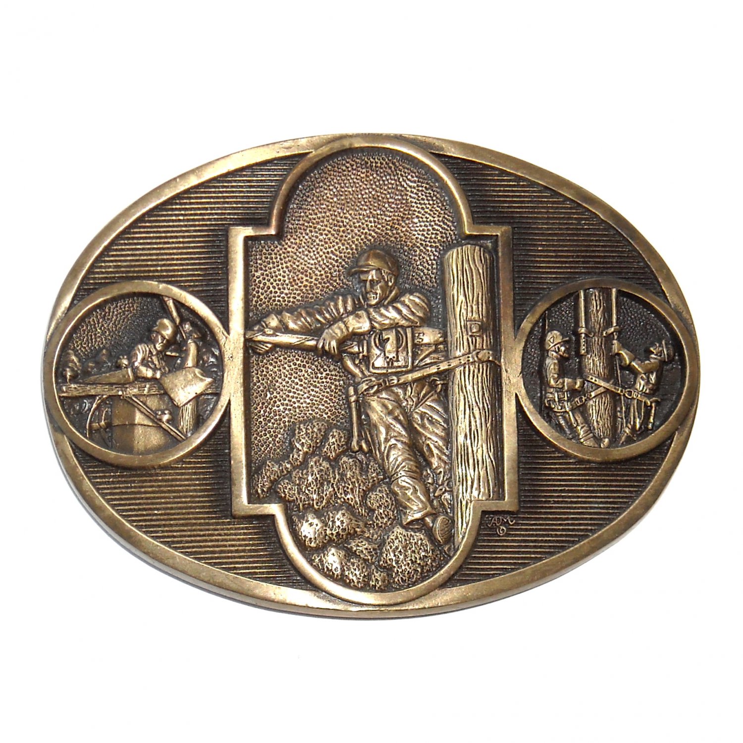 Lineworker Vintage Award Design Medals Solid Brass US Belt Buckle