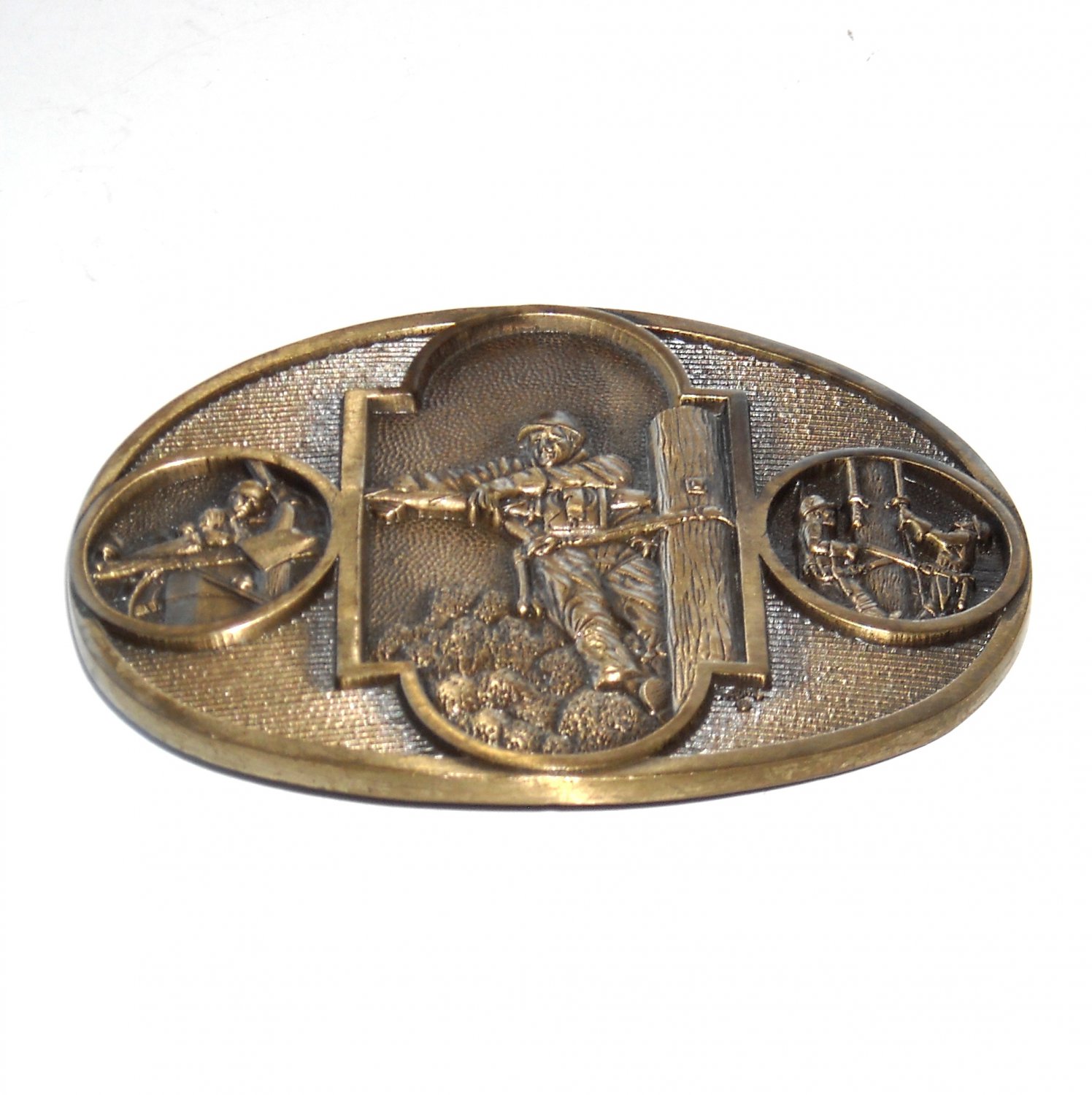 Lineworker Vintage Award Design Medals Solid Brass Us Belt Buckle