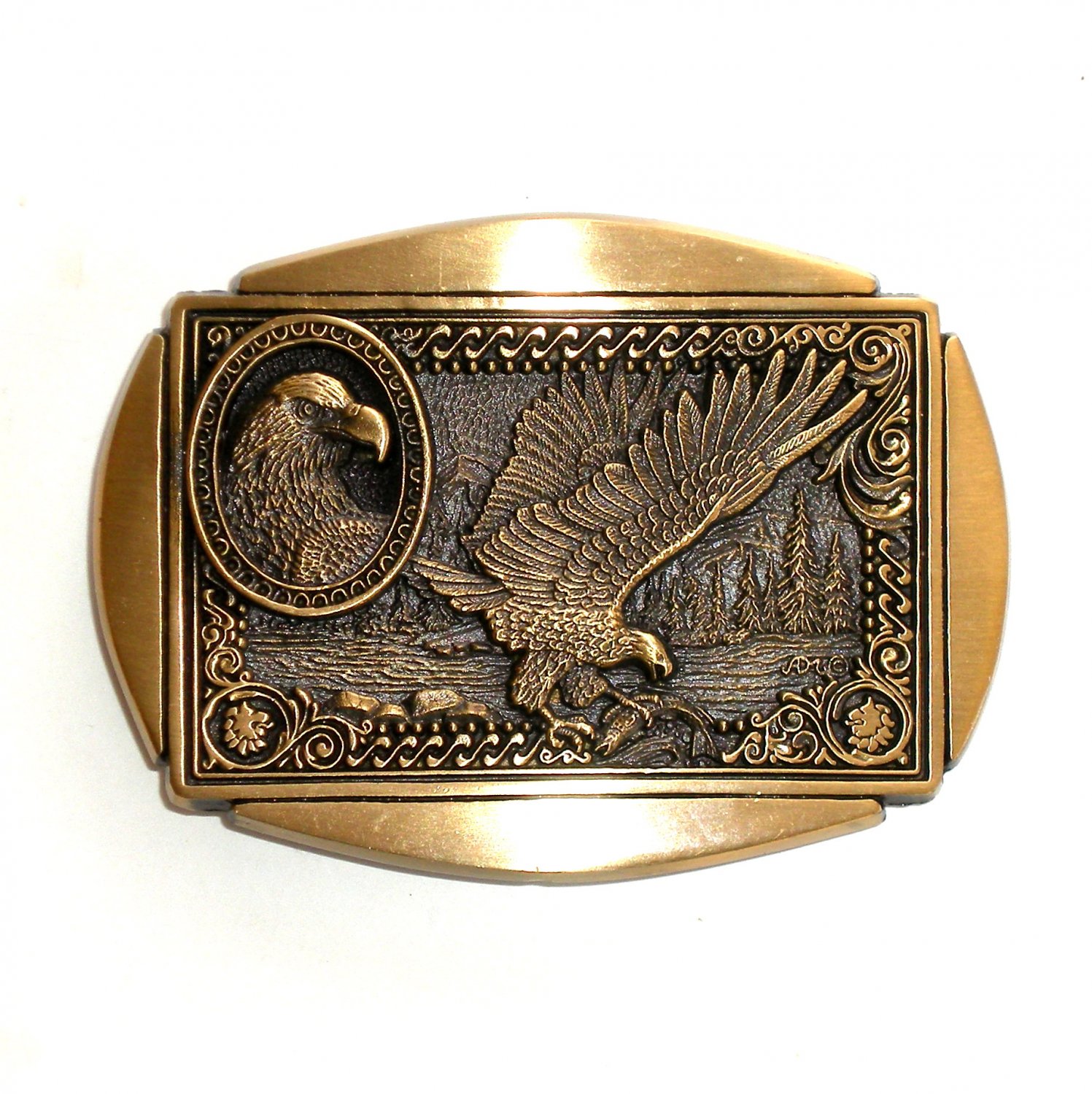 Flying American Eagle ADM Award Design Brass Belt Buckle