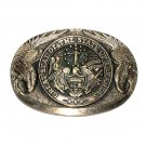 Arkansas State Seal Double Eagle ADM Solid Brass Belt Buckle