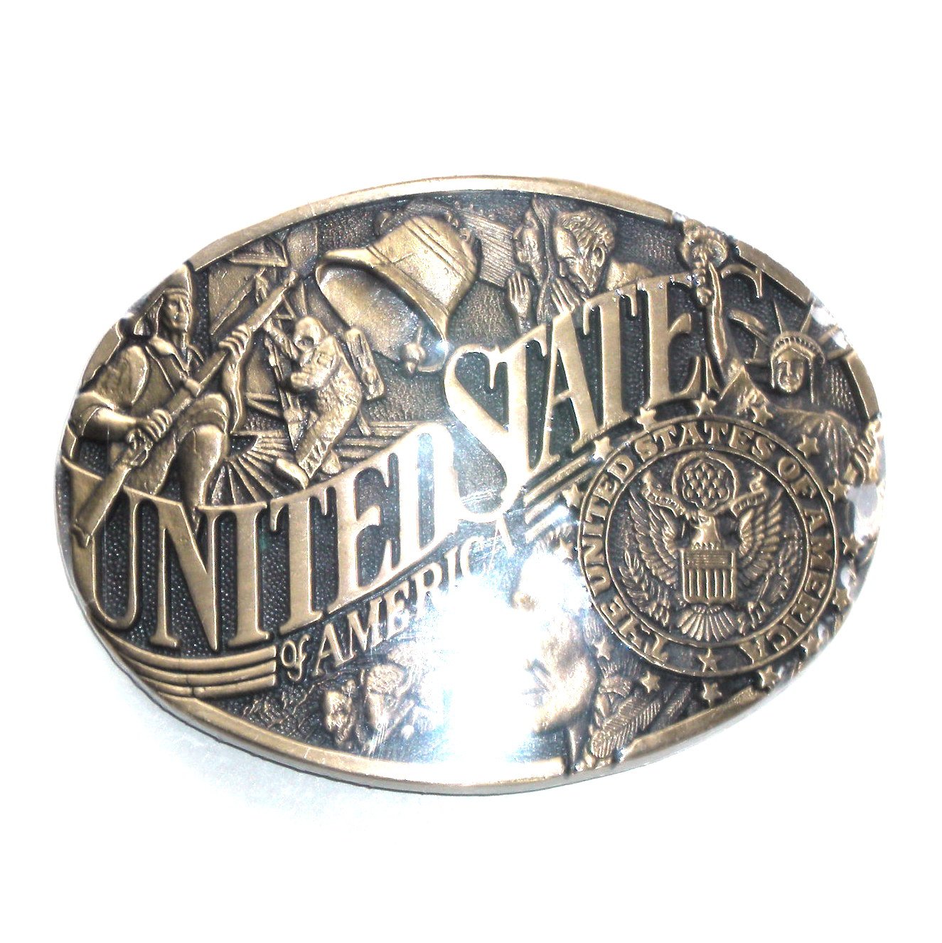 United States Seal ADM Award Design Solid Brass Belt Buckle