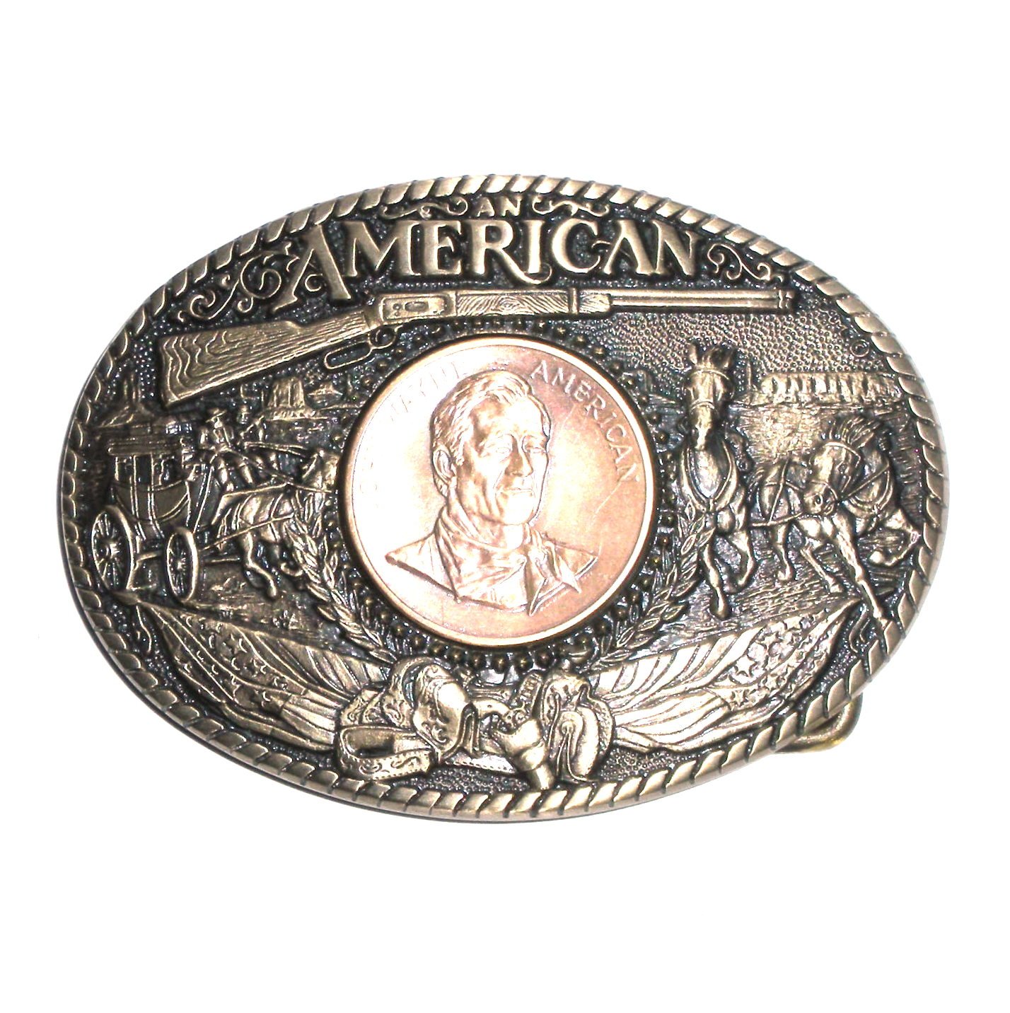 John Wayne Great American ADM Brass Belt Buckle