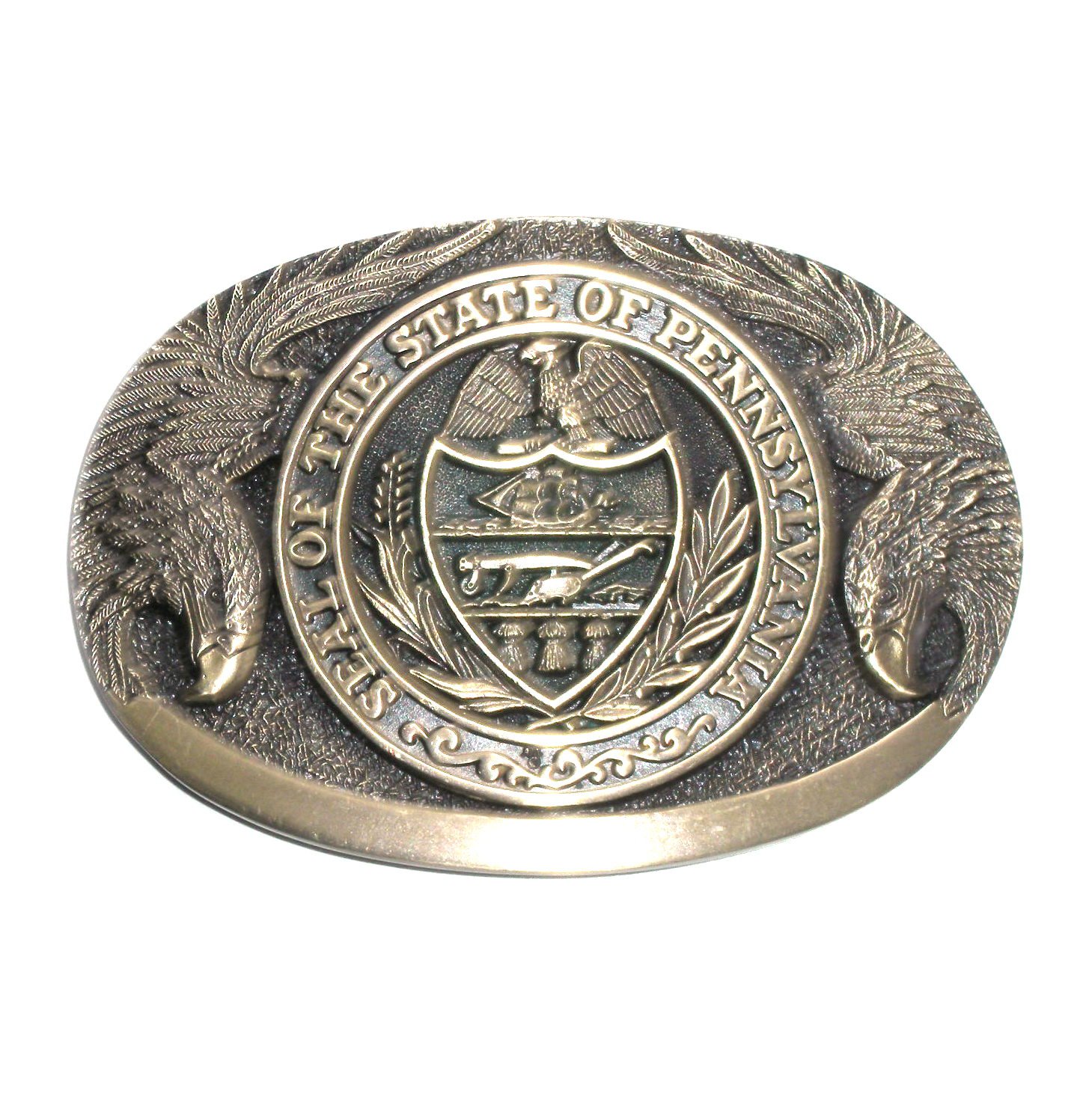 Pennsylvania Double Eagle State Seal ADM Vintage Solid Brass Belt Buckle.