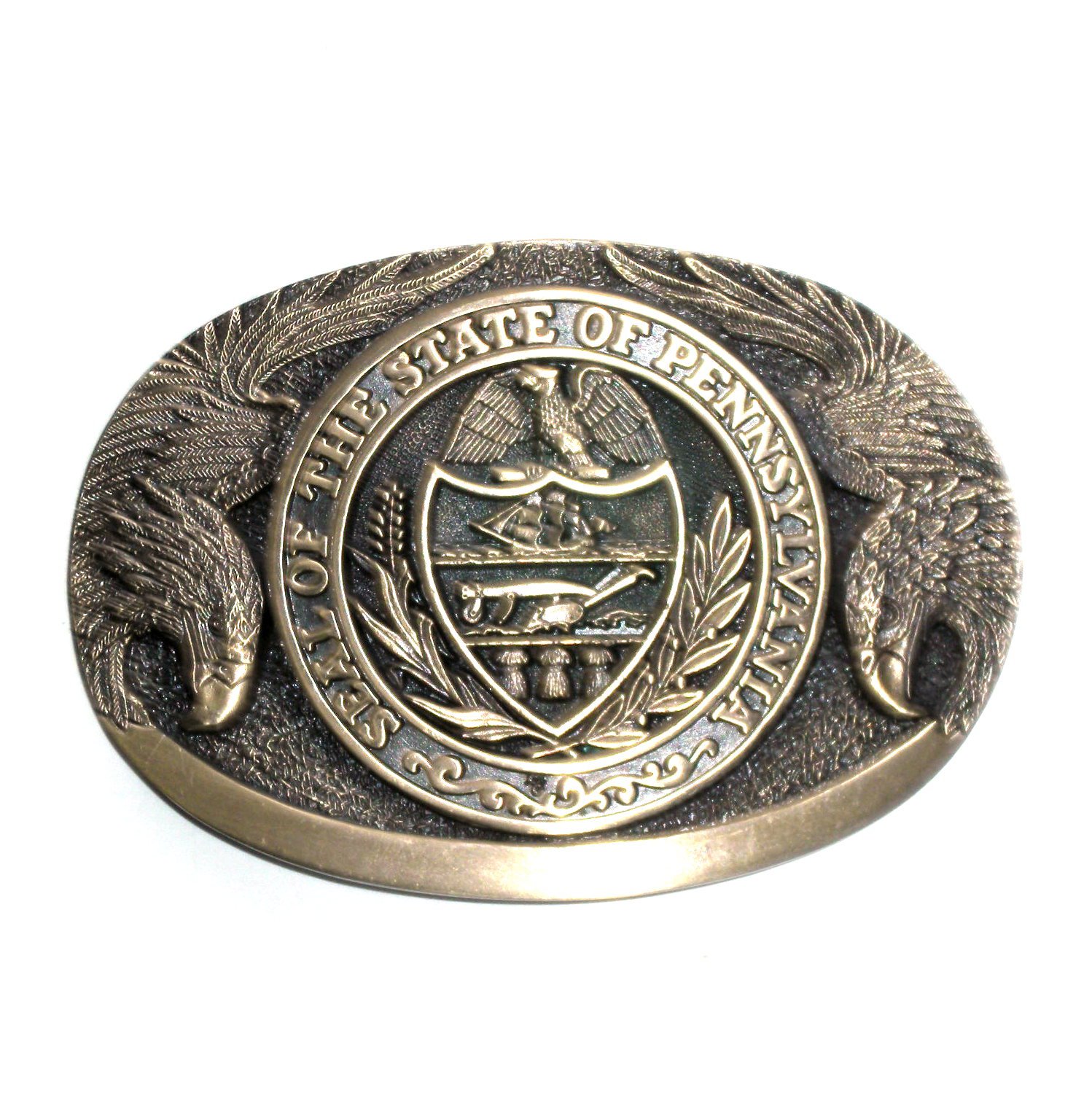 Pennsylvania Double Eagle State Seal ADM Vintage Solid Brass Belt Buckle