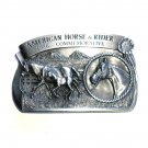 1986 American Horse & Rider Vintage US Pewter Belt Buckle