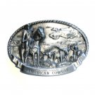 Vintage 1984 American Cowboy Arroyo Grande 3D Pewter Belt Buckle
