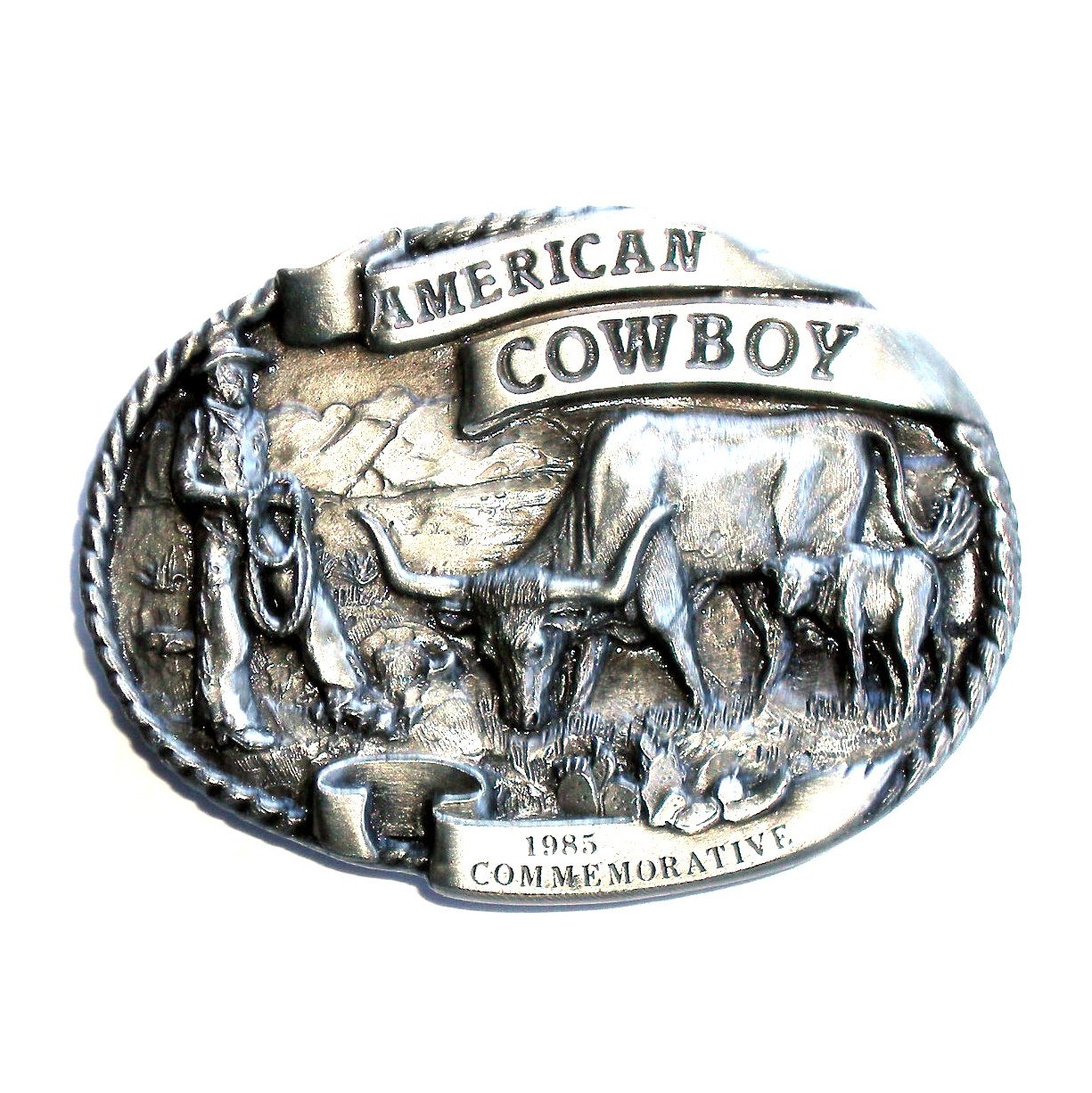 Texas Longhorn 1985 American Cowboy Arroyo Grande 3D Pewter Belt