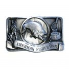American Fishermen 1988 3D Vintage Arroyo Grande Pewter Belt Buckle