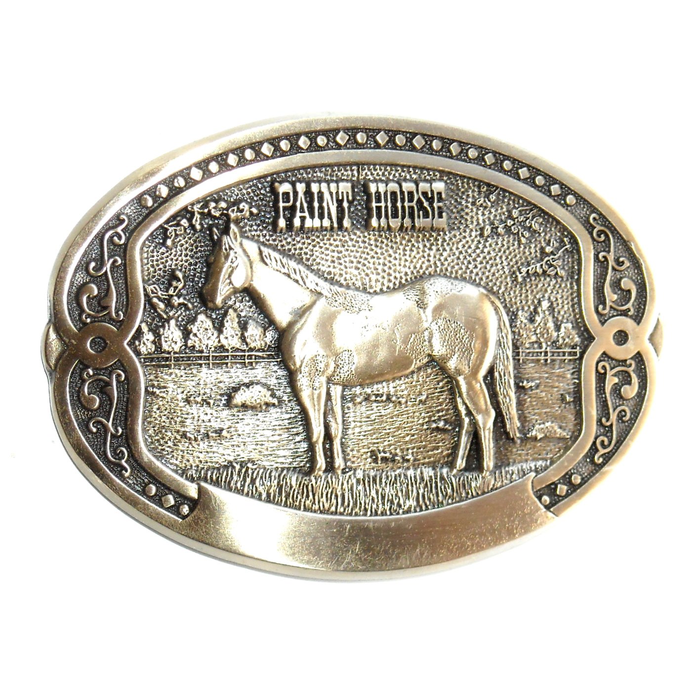 Tony Lama American Paint Horse Breeder Series Solid Brass Belt Buckle