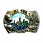 Alaska Last Frontier Great American Vintage Brass Color Belt Buckle