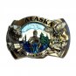 Alaska Last Frontier Great American Vintage Brass Color Belt Buckle