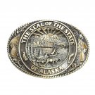 Tony Lama Alaska First Edition State Seal Solid Brass US Belt Buckle