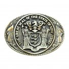 New Jersey First Edition State Seal Tony Lama Solid Brass US Belt Buckle