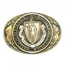 Massachusetts First Edition State Seal Tony Lama Solid Brass US Belt Buckle
