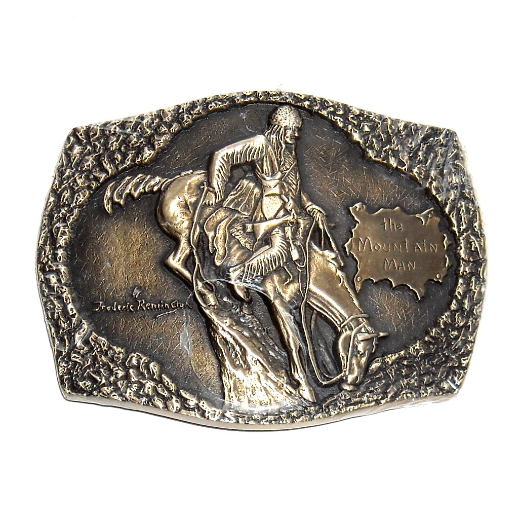 Mountain Man Frederic Remington ADM Award Design Brass Western Belt Buckle