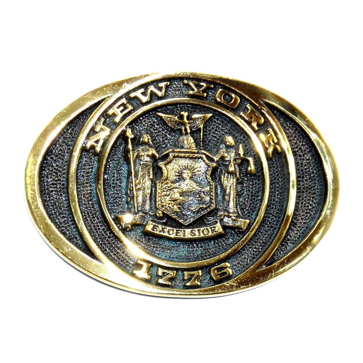 New York Coat Of Arms Excelsior Heritage Mint Solid Brass Vintage Belt