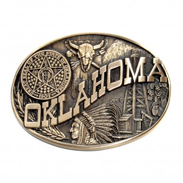Oklahoma ADM Award Design Solid Brass Belt Buckle