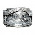 Oregon Where Life's Worth Living Vintage Pewter US Belt Buckle Oregon Where Life's Worth Living Vintage Pewter US Belt Buckle
