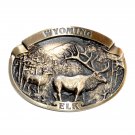 Wyoming Elk High Mesa Solid Bronze Belt Buckle